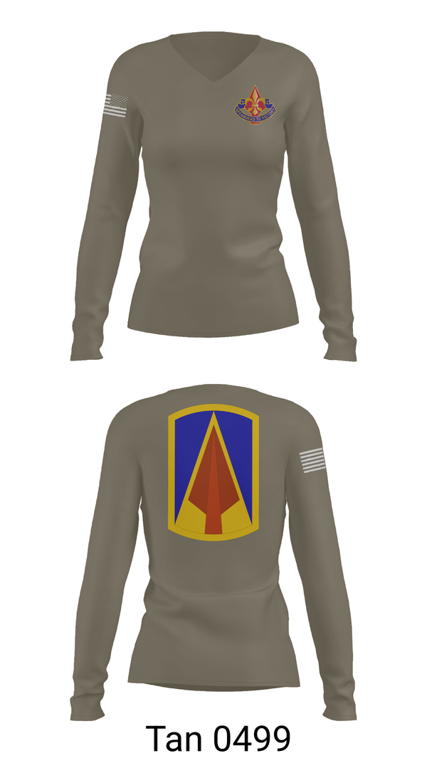 Womens Long Sleeve Vneck Shirt, 177th AR BDE, , Teamtime, Team time, sublimation, custom sports apparel, team uniforms, spirit wear, spiritwear, sports uniforms, custom shirts, team store, custom team store, fundraiser sports, apparel fundraiser