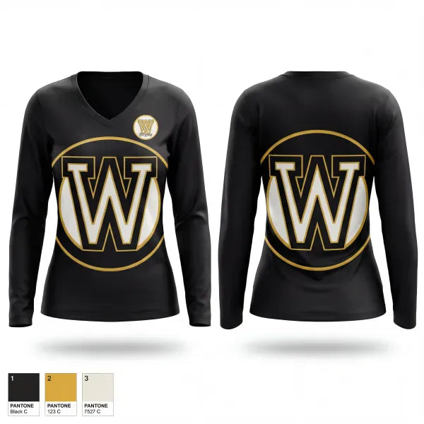 Womens Long Sleeve Vneck Shirt, Wenonah Lady Dragons, Women's Soccer, Teamtime, Team time, sublimation, custom sports apparel, team uniforms, spirit wear, spiritwear, sports uniforms, custom shirts, team store, custom team store, fundraiser sports, apparel fundraiser
