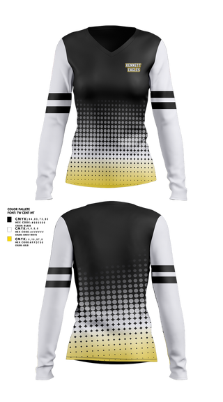 Womens Long Sleeve Vneck Shirt, Kennett Eagles, , Teamtime, Team time, sublimation, custom sports apparel, team uniforms, spirit wear, spiritwear, sports uniforms, custom shirts, team store, custom team store, fundraiser sports, apparel fundraiser