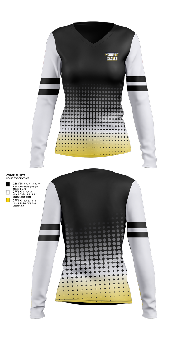 Womens Long Sleeve Vneck Shirt, Kennett Eagles, , Teamtime, Team time, sublimation, custom sports apparel, team uniforms, spirit wear, spiritwear, sports uniforms, custom shirts, team store, custom team store, fundraiser sports, apparel fundraiser