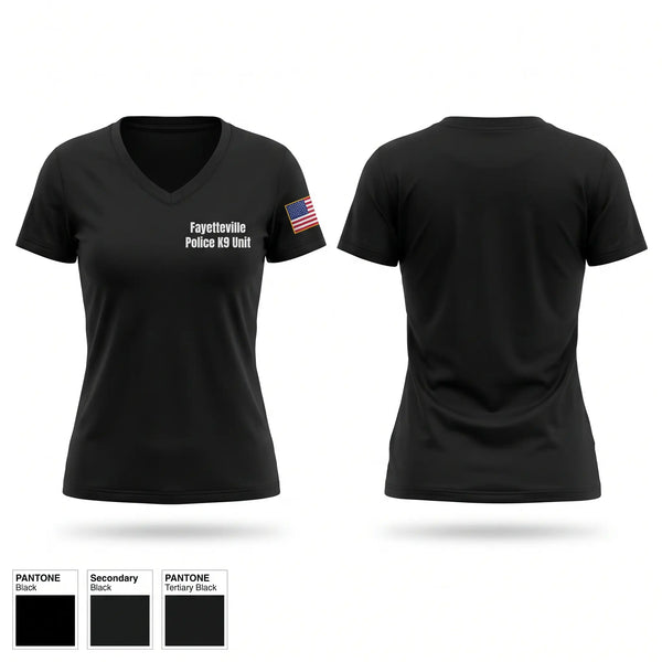 Womens Short Sleeve Vneck Shirt, Fayetteville Police K-9 Unit, Police, Teamtime, Team time, sublimation, custom sports apparel, team uniforms, spirit wear, spiritwear, sports uniforms, custom shirts, team store, custom team store, fundraiser sports, apparel fundraiser