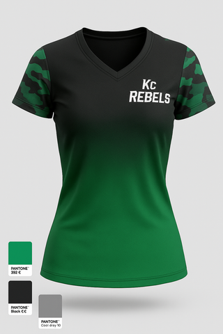Womens Short Sleeve Vneck Shirt, Kc Rebels, Track & Field, Teamtime, Team time, sublimation, custom sports apparel, team uniforms, spirit wear, spiritwear, sports uniforms, custom shirts, team store, custom team store, fundraiser sports, apparel fundraiser