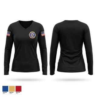 Womens Long Sleeve Vneck Shirt, Intelligence Analyst, Police, Teamtime, Team time, sublimation, custom sports apparel, team uniforms, spirit wear, spiritwear, sports uniforms, custom shirts, team store, custom team store, fundraiser sports, apparel fundraiser