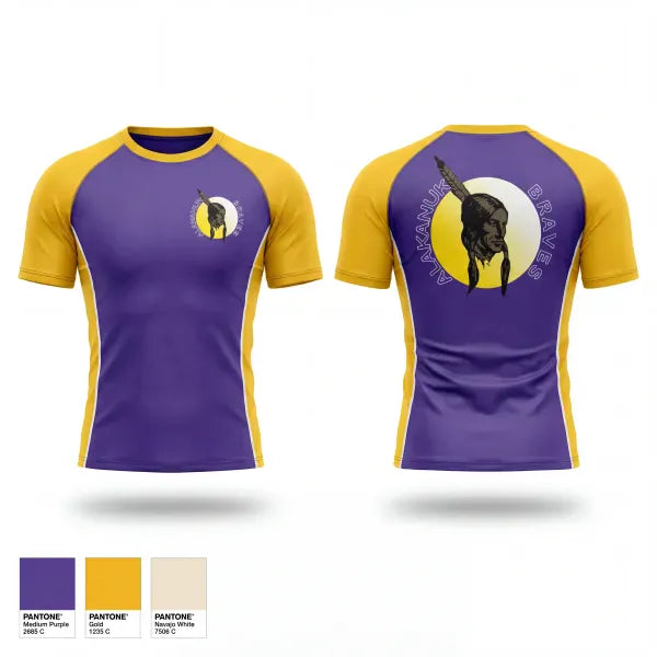 Short Sleeve Rash Guard Shirt, Alakanuk Braves, Wrestling, Teamtime, Team time, sublimation, custom sports apparel, team uniforms, spirit wear, spiritwear, sports uniforms, custom shirts, team store, custom team store, fundraiser sports, apparel fundraiser