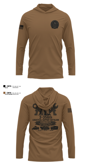 Long Sleeve Hooded Sun Shirt, 3-356 LSB (Wild Stallions), Army, Teamtime, Team time, sublimation, custom sports apparel, team uniforms, spirit wear, spiritwear, sports uniforms, custom shirts, team store, custom team store, fundraiser sports, apparel fundraiser