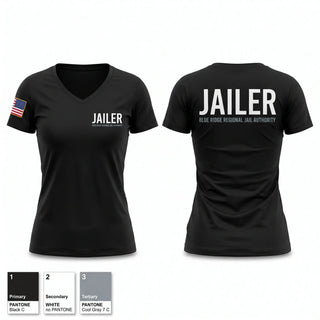 Womens Short Sleeve Vneck Shirt, JAILER, Police, Teamtime, Team time, sublimation, custom sports apparel, team uniforms, spirit wear, spiritwear, sports uniforms, custom shirts, team store, custom team store, fundraiser sports, apparel fundraiser