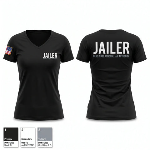 Womens Short Sleeve Vneck Shirt, JAILER, Police, Teamtime, Team time, sublimation, custom sports apparel, team uniforms, spirit wear, spiritwear, sports uniforms, custom shirts, team store, custom team store, fundraiser sports, apparel fundraiser