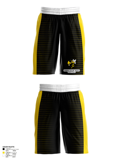 Mens Basketball Shorts, Ferndale Yellow Jackets, Men's Basketball, Teamtime, Team time, sublimation, custom sports apparel, team uniforms, spirit wear, spiritwear, sports uniforms, custom shirts, team store, custom team store, fundraiser sports, apparel fundraiser