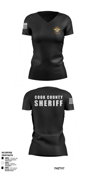 Womens Short Sleeve Vneck Shirt, Cook County Sheriff’s Office, Police, Teamtime, Team time, sublimation, custom sports apparel, team uniforms, spirit wear, spiritwear, sports uniforms, custom shirts, team store, custom team store, fundraiser sports, apparel fundraiser