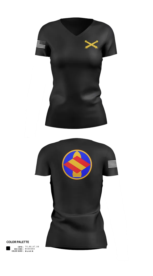 Womens Short Sleeve Vneck Shirt, HQ 142 FA BDE, National Guard, Teamtime, Team time, sublimation, custom sports apparel, team uniforms, spirit wear, spiritwear, sports uniforms, custom shirts, team store, custom team store, fundraiser sports, apparel fundraiser