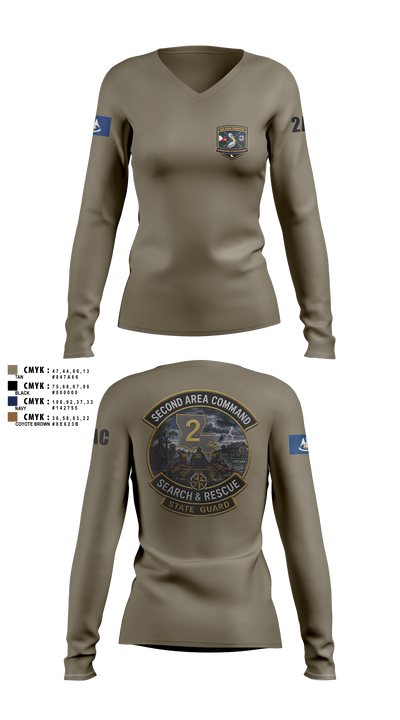 2nd area command 59908555 Women's Long Sleeve V-neck Shirt - 21