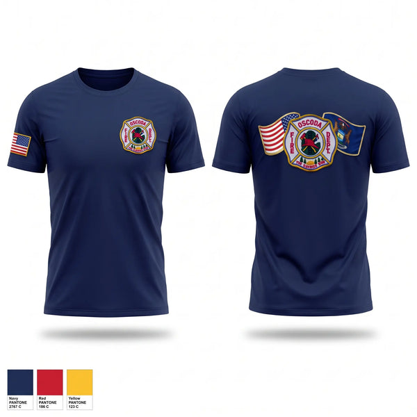 Short Sleeve Performance Shirt, Oscoda Fire Dept, Fire Department, Teamtime, Team time, sublimation, custom sports apparel, team uniforms, spirit wear, spiritwear, sports uniforms, custom shirts, team store, custom team store, fundraiser sports, apparel fundraiser