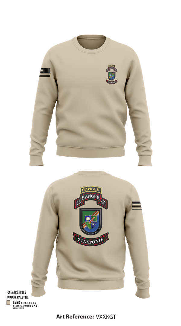 Crew Neck Sweatshirt, 3rd/75th Ranger Regiment, , Teamtime, Team time, sublimation, custom sports apparel, team uniforms, spirit wear, spiritwear, sports uniforms, custom shirts, team store, custom team store, fundraiser sports, apparel fundraiser