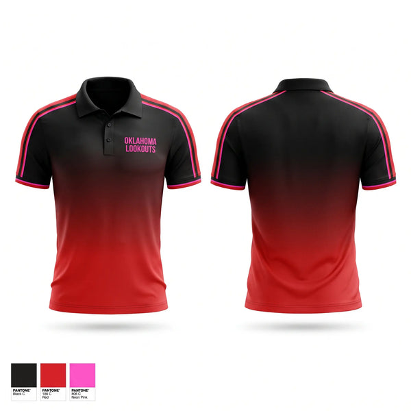 Short Sleeve Performance Polo, OKLAHOMA LOOKOUTS, Baseball, Teamtime, Team time, sublimation, custom sports apparel, team uniforms, spirit wear, spiritwear, sports uniforms, custom shirts, team store, custom team store, fundraiser sports, apparel fundraiser