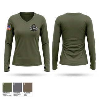 Womens Long Sleeve Vneck Shirt, Charlie Co., 422 CA BN AIRBORNE, Army, Teamtime, Team time, sublimation, custom sports apparel, team uniforms, spirit wear, spiritwear, sports uniforms, custom shirts, team store, custom team store, fundraiser sports, apparel fundraiser