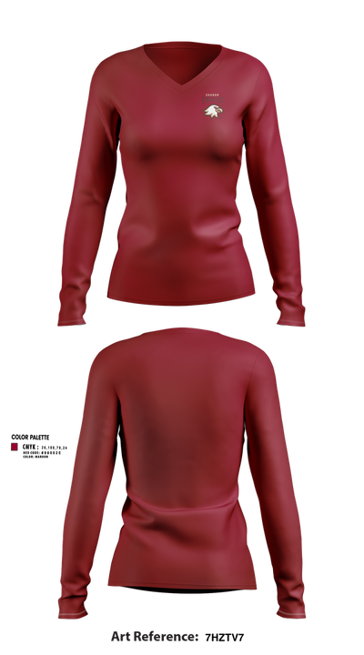 Sharon Eagles Swimming Women's Long Sleeve V-neck Shirt - 52
