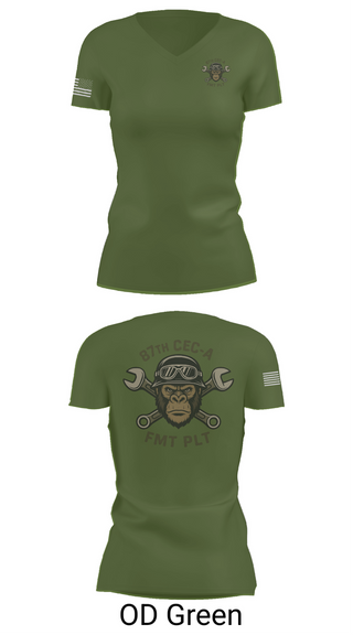 Womens Short Sleeve Vneck Shirt, 87th CEC-A FMT PLT, , Teamtime, Team time, sublimation, custom sports apparel, team uniforms, spirit wear, spiritwear, sports uniforms, custom shirts, team store, custom team store, fundraiser sports, apparel fundraiser