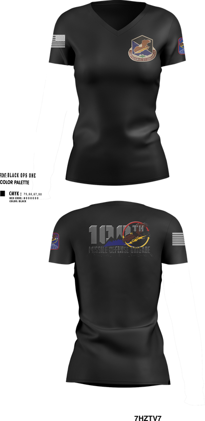 100th Missile Defense Brigade 43971287 Women's Short Sleeve V-neck Shirt - 100