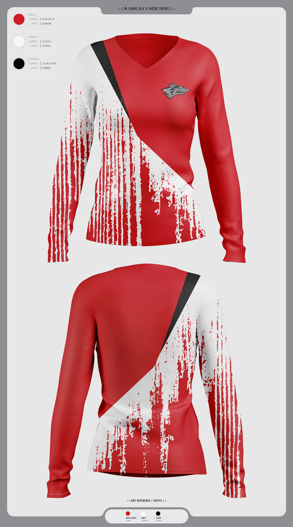 Womens Long Sleeve Vneck Shirt, Reed City Cheer, Cheer, Teamtime, Team time, sublimation, custom sports apparel, team uniforms, spirit wear, spiritwear, sports uniforms, custom shirts, team store, custom team store, fundraiser sports, apparel fundraiser