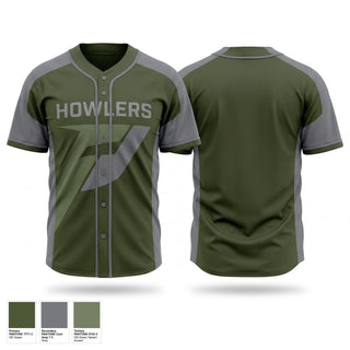 Full Button Baseball Jersey, Howlers, Baseball, Teamtime, Team time, sublimation, custom sports apparel, team uniforms, spirit wear, spiritwear, sports uniforms, custom shirts, team store, custom team store, fundraiser sports, apparel fundraiser