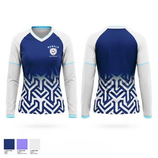Womens Long Sleeve Vneck Shirt, Rebels, Women's Soccer, Teamtime, Team time, sublimation, custom sports apparel, team uniforms, spirit wear, spiritwear, sports uniforms, custom shirts, team store, custom team store, fundraiser sports, apparel fundraiser