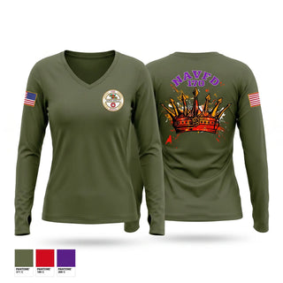 Womens Long Sleeve Vneck Shirt, North Apollo VFD, Fire Department, Teamtime, Team time, sublimation, custom sports apparel, team uniforms, spirit wear, spiritwear, sports uniforms, custom shirts, team store, custom team store, fundraiser sports, apparel fundraiser