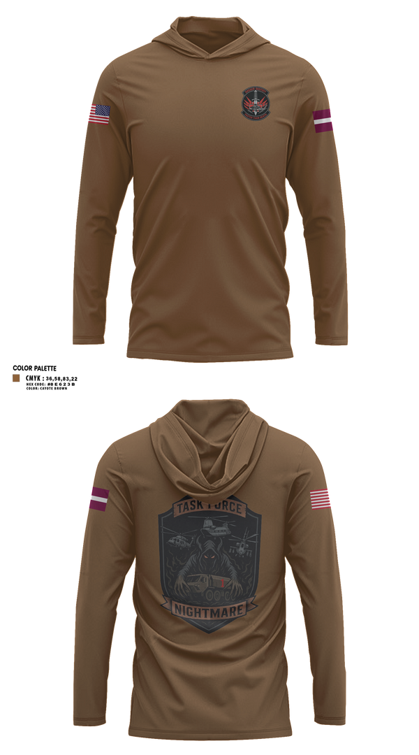 Long Sleeve Performance Shirt with hood, C Co 2-1 Dustoff, Army, Teamtime, Team time, sublimation, custom sports apparel, team uniforms, spirit wear, spiritwear, sports uniforms, custom shirts, team store, custom team store, fundraiser sports, apparel fundraiser