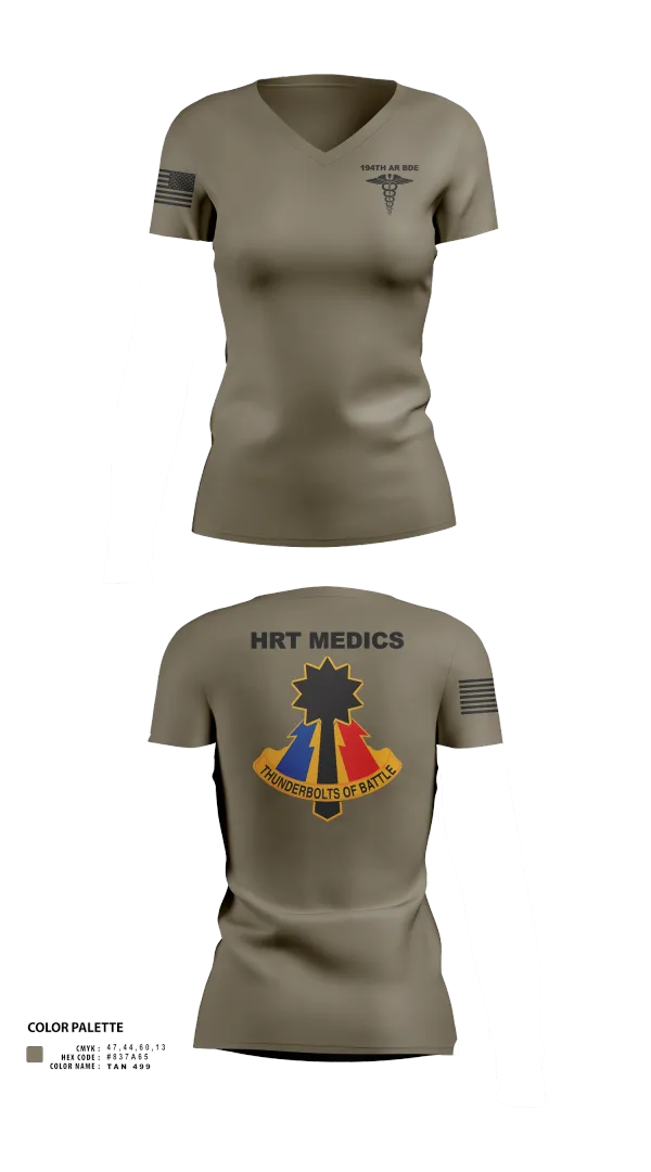 Womens Short Sleeve Vneck Shirt, 194th AR BDE HRT Medics, Army, Teamtime, Team time, sublimation, custom sports apparel, team uniforms, spirit wear, spiritwear, sports uniforms, custom shirts, team store, custom team store, fundraiser sports, apparel fundraiser