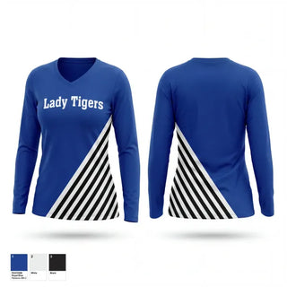 Womens Long Sleeve Vneck Shirt, Lady Tigers, Softball, Teamtime, Team time, sublimation, custom sports apparel, team uniforms, spirit wear, spiritwear, sports uniforms, custom shirts, team store, custom team store, fundraiser sports, apparel fundraiser