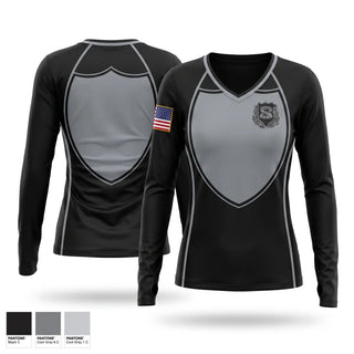 Womens Long Sleeve Vneck Shirt, Readington Police Department/PBA317, Police, Teamtime, Team time, sublimation, custom sports apparel, team uniforms, spirit wear, spiritwear, sports uniforms, custom shirts, team store, custom team store, fundraiser sports, apparel fundraiser