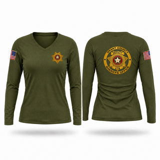 Womens Long Sleeve Vneck Shirt, GCSO, Police, Teamtime, Team time, sublimation, custom sports apparel, team uniforms, spirit wear, spiritwear, sports uniforms, custom shirts, team store, custom team store, fundraiser sports, apparel fundraiser