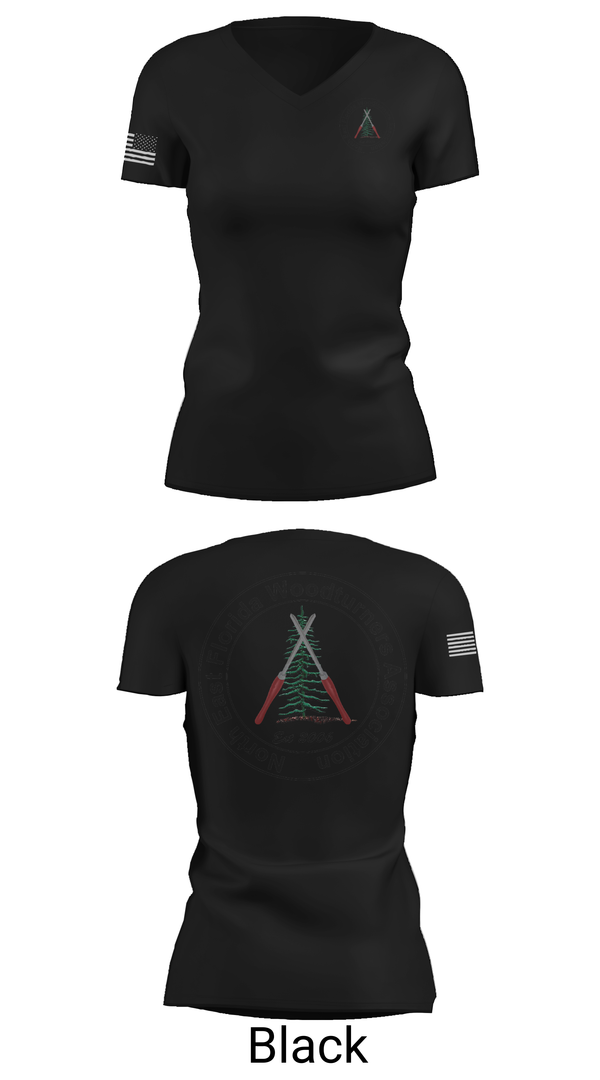 Womens Short Sleeve Vneck Shirt, Northeast Florida Woodturning Association, , Teamtime, Team time, sublimation, custom sports apparel, team uniforms, spirit wear, spiritwear, sports uniforms, custom shirts, team store, custom team store, fundraiser sports, apparel fundraiser