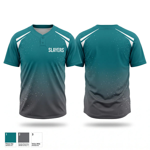 Two Button Softball Jersey, SLAYERS, Softball, Teamtime, Team time, sublimation, custom sports apparel, team uniforms, spirit wear, spiritwear, sports uniforms, custom shirts, team store, custom team store, fundraiser sports, apparel fundraiser
