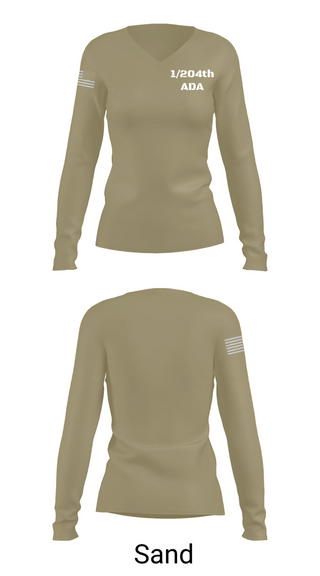 Womens Long Sleeve Vneck Shirt, 1/204th ADA, , Teamtime, Team time, sublimation, custom sports apparel, team uniforms, spirit wear, spiritwear, sports uniforms, custom shirts, team store, custom team store, fundraiser sports, apparel fundraiser