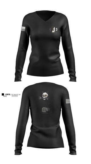 Womens Long Sleeve Vneck Shirt, Delta Co. 1-3 Attack Battalion, Army, Teamtime, Team time, sublimation, custom sports apparel, team uniforms, spirit wear, spiritwear, sports uniforms, custom shirts, team store, custom team store, fundraiser sports, apparel fundraiser