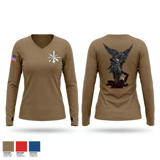 Womens Long Sleeve Vneck Shirt, The Legion / B CO / 2-5 CAV, Army, Teamtime, Team time, sublimation, custom sports apparel, team uniforms, spirit wear, spiritwear, sports uniforms, custom shirts, team store, custom team store, fundraiser sports, apparel fundraiser