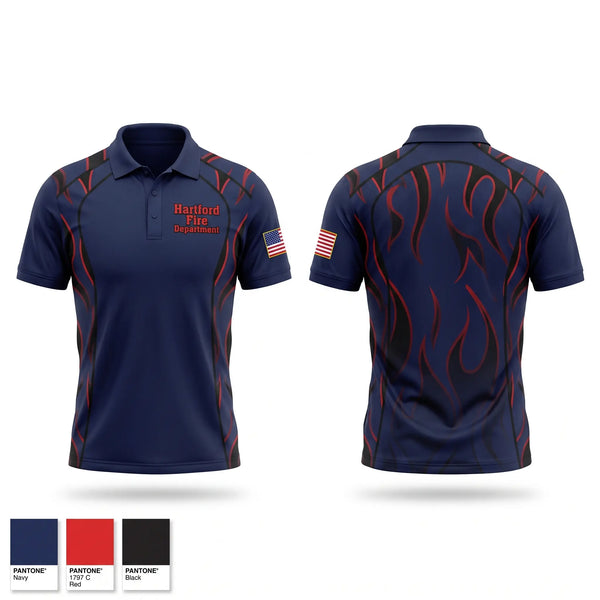 Short Sleeve Performance Polo, Hartford Fire Department, Fire Department, Teamtime, Team time, sublimation, custom sports apparel, team uniforms, spirit wear, spiritwear, sports uniforms, custom shirts, team store, custom team store, fundraiser sports, apparel fundraiser