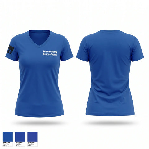 Womens Short Sleeve Vneck Shirt, Louisa County Rescue Squad, EMS/EMT, Teamtime, Team time, sublimation, custom sports apparel, team uniforms, spirit wear, spiritwear, sports uniforms, custom shirts, team store, custom team store, fundraiser sports, apparel fundraiser