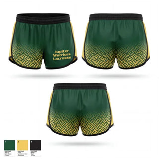 Womens Shorts, Jupiter Warriors Lacrosse, Women's Lacrosse, Teamtime, Team time, sublimation, custom sports apparel, team uniforms, spirit wear, spiritwear, sports uniforms, custom shirts, team store, custom team store, fundraiser sports, apparel fundraiser