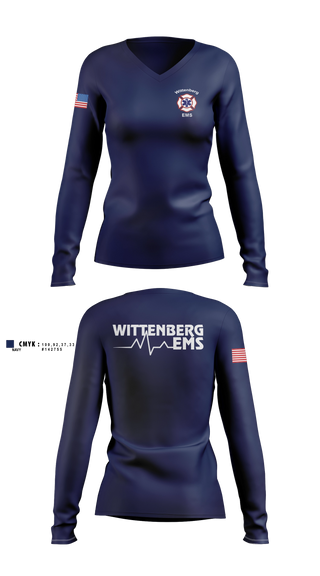 Womens Long Sleeve Vneck Shirt, Wittenberg Area Protective Services District, Fire Department, Teamtime, Team time, sublimation, custom sports apparel, team uniforms, spirit wear, spiritwear, sports uniforms, custom shirts, team store, custom team store, fundraiser sports, apparel fundraiser