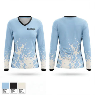 Womens Long Sleeve Vneck Shirt, Bulldogs, Baseball, Teamtime, Team time, sublimation, custom sports apparel, team uniforms, spirit wear, spiritwear, sports uniforms, custom shirts, team store, custom team store, fundraiser sports, apparel fundraiser