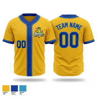 Full Button Baseball Jersey, Banana sluggers, Baseball, Teamtime, Team time, sublimation, custom sports apparel, team uniforms, spirit wear, spiritwear, sports uniforms, custom shirts, team store, custom team store, fundraiser sports, apparel fundraiser