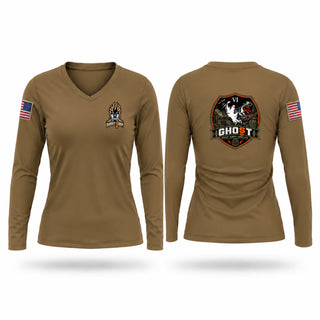 Womens Long Sleeve Vneck Shirt, 6 POB, 10 special forces group ( airborne), Army, Teamtime, Team time, sublimation, custom sports apparel, team uniforms, spirit wear, spiritwear, sports uniforms, custom shirts, team store, custom team store, fundraiser sports, apparel fundraiser