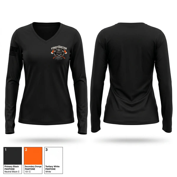 Womens Long Sleeve Vneck Shirt, Rescue19, Fire Department, Teamtime, Team time, sublimation, custom sports apparel, team uniforms, spirit wear, spiritwear, sports uniforms, custom shirts, team store, custom team store, fundraiser sports, apparel fundraiser