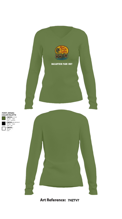 MACARTHUR PARK UNIT 16981211 Women's Long Sleeve V-neck Shirt - 40