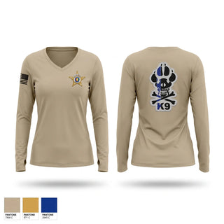 Womens Long Sleeve Vneck Shirt, Houston County Sheriffs Office, Police, Teamtime, Team time, sublimation, custom sports apparel, team uniforms, spirit wear, spiritwear, sports uniforms, custom shirts, team store, custom team store, fundraiser sports, apparel fundraiser