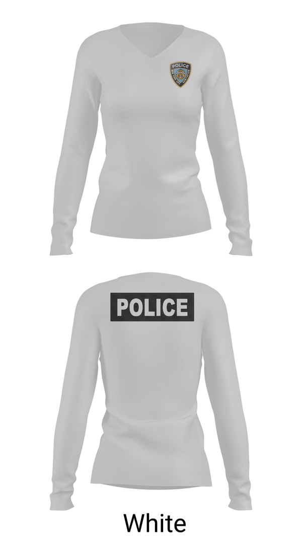Womens Long Sleeve Vneck Shirt, DSNY POLICE, Police, Teamtime, Team time, sublimation, custom sports apparel, team uniforms, spirit wear, spiritwear, sports uniforms, custom shirts, team store, custom team store, fundraiser sports, apparel fundraiser