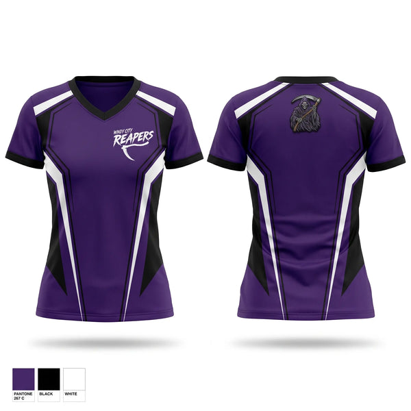 Womens Short Sleeve Vneck Shirt, Windy City Reapers, Baseball, Teamtime, Team time, sublimation, custom sports apparel, team uniforms, spirit wear, spiritwear, sports uniforms, custom shirts, team store, custom team store, fundraiser sports, apparel fundraiser