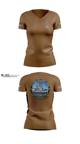 Womens Short Sleeve Vneck Shirt, U.S. Naval Sea Cadet Corps Battleship Iowa Division, Navy, Teamtime, Team time, sublimation, custom sports apparel, team uniforms, spirit wear, spiritwear, sports uniforms, custom shirts, team store, custom team store, fundraiser sports, apparel fundraiser