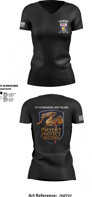 Womens Short Sleeve Vneck Shirt, 97TH Chemical Battalion, , Teamtime, Team time, sublimation, custom sports apparel, team uniforms, spirit wear, spiritwear, sports uniforms, custom shirts, team store, custom team store, fundraiser sports, apparel fundraiser